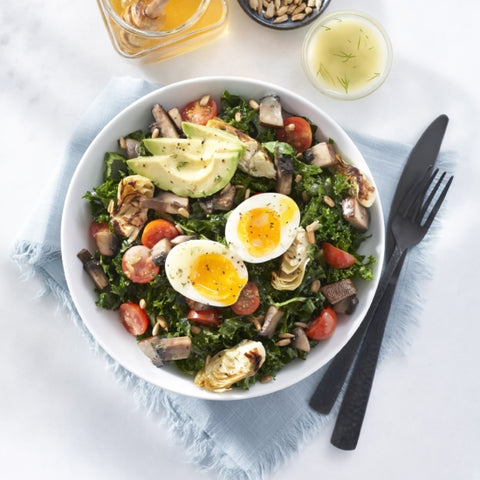 Mediterranean Breakfast Salad with Tarragon & Blackberry Honey Vinaigrette