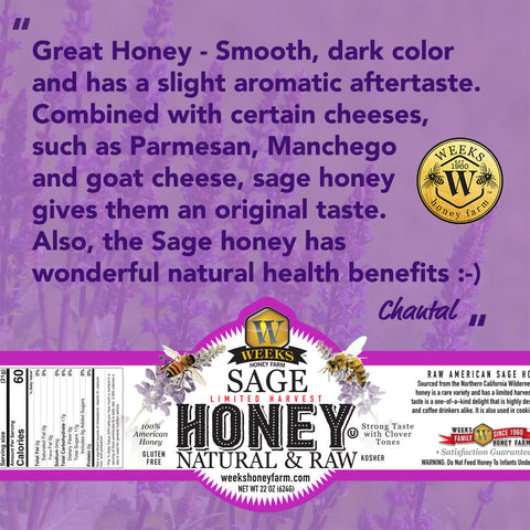 Our Best All-Natural Raw Sage Honey; Limited Harvest - Honey - Only $21.99! Order now at Weeks Honey Farm Fast shipping and excellent customer service.