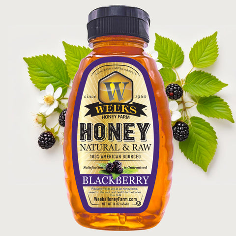 Weeks Raw Blackberry Honey; 16 Ounce - Honey - Only $11.99! Order now at Weeks Honey Farm Fast shipping and excellent customer service.