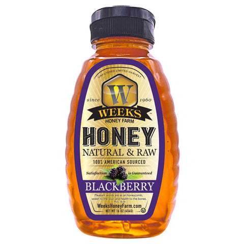 Weeks Raw Blackberry Honey; 16 Ounce - Honey - Only $13.99! Order now at Weeks Honey Farm Fast shipping and excellent customer service.