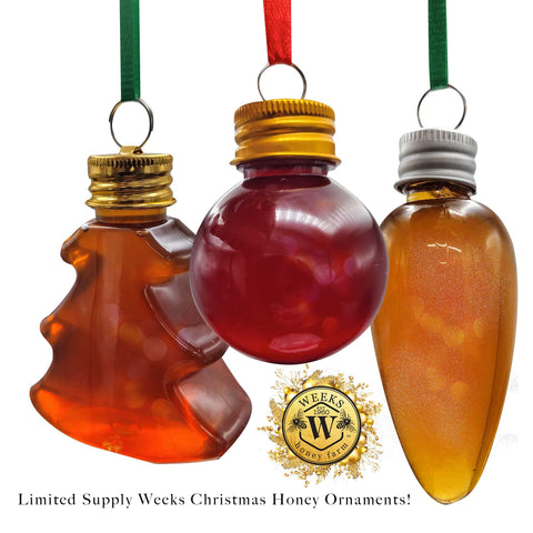 HO, HO, HONEY! Weeks Christmas Ornament Honey Gifts - Food Items - Only $5.99! Order now at Weeks Honey Farm Fast shipping and excellent customer service.