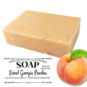 Weeks Sweet Georgia Peaches Lye Soap; 4.5 oz - Soaps - Only $4.99! Order now at Weeks Honey Farm Fast shipping and excellent customer service.