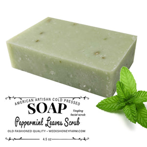 Weeks Peppermint Leaves Lye Soap; 4.5 oz - Soaps - Only $4.99! Order now at Weeks Honey Farm Fast shipping and excellent customer service.