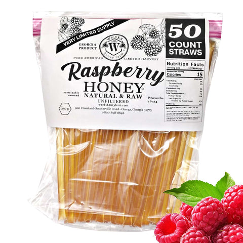 Delicious Raspberry Honey Straws: 50 ct -  - Only $18.99! Order now at Weeks Honey Farm Fast shipping and excellent customer service.