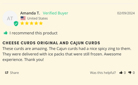 Cajun Cheese Curds *Ships Fresh Daily* from Wisconsin - Cheese - Only $7.60! Order now at Weeks Honey Farm Fast shipping and excellent customer service.