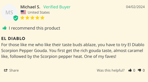 El Diablo - Scorpion Pepper Gouda from Wisconsin - House Cheese - Only $7.60! Order now at Weeks Honey Farm Fast shipping and excellent customer service.