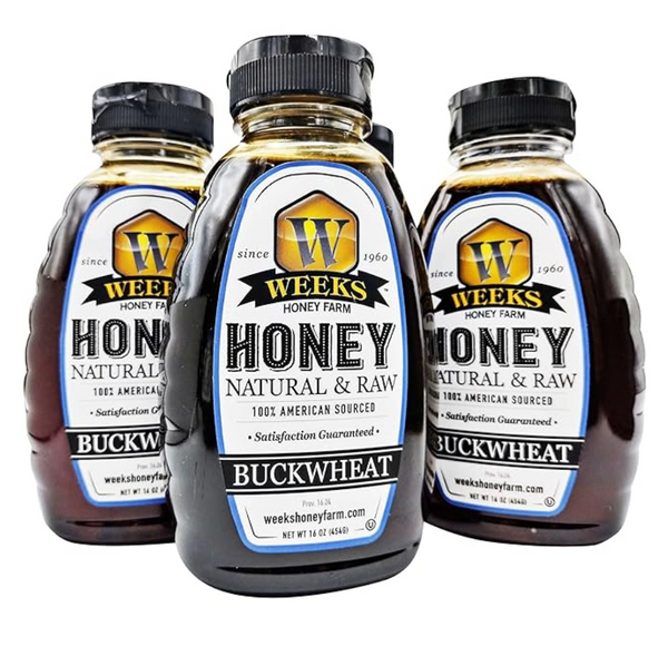Our Best All-Natural Pure Raw Buckwheat Honey - Honey - Only $11.99! Order now at Weeks Honey Farm Fast shipping and excellent customer service.
