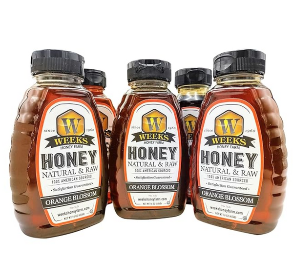 Our Best All-Natural Pure Raw Orange Blossom Honey - Honey - Only $12.99! Order now at Weeks Honey Farm Fast shipping and excellent customer service.