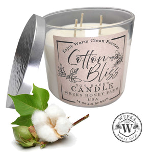 Weeks Premium Soy Candles; 3 Wick - Gifts - Only $24.99! Order now at Weeks Honey Farm Fast shipping and excellent customer service.