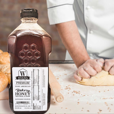 Weeks Premium Bakery Honey Makes Baked Goods Sweet!; (5 lb) 80 oz - Honey - Only $39.99! Order now at Weeks Honey Farm Fast shipping and excellent customer service.