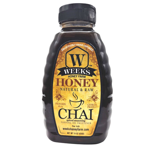 Weeks Chai Honey is a delicious topping in teas, coffees, and desserts! - Honey - Only $15.99! Order now at Weeks Honey Farm Fast shipping and excellent customer service.