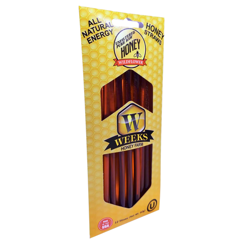 Wildflower Honey Straws; 12 Count - Honey - Only $4.50! Order now at Weeks Honey Farm Fast shipping and excellent customer service.