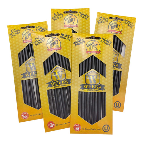 Wildflower Honey Straws; 12 Count - Honey - Only $3.99! Order now at Weeks Honey Farm Fast shipping and excellent customer service.