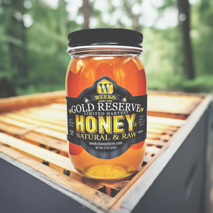 Weeks Raw Gold Reserve Honey | Limited Harvest | Special Edition; 22 Oz - Honey - Only $17.99! Order now at Weeks Honey Farm Fast shipping and excellent customer service.