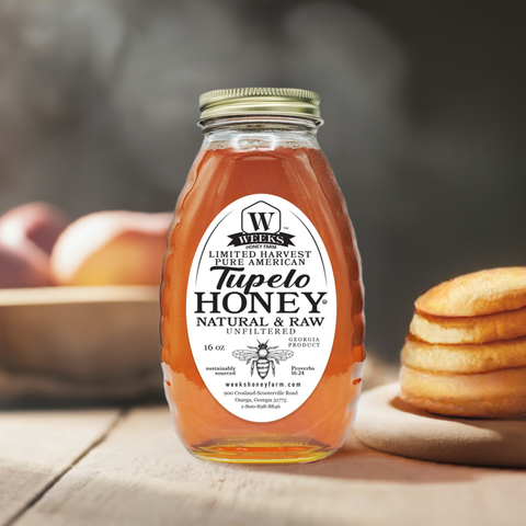 Weeks Pure Raw Tupelo Honey is a Georgia Delight: 16 oz - Honey - Only $23.99! Order now at Weeks Honey Farm Fast shipping and excellent customer service.