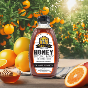Our Best All-Natural Pure Raw Orange Blossom Honey - Honey - Only $12.99! Order now at Weeks Honey Farm Fast shipping and excellent customer service.