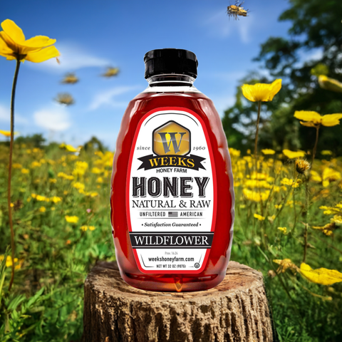 Our Best All-Natural Pure Raw Wildflower Honey - Honey - Only $7.99! Order now at Weeks Honey Farm Fast shipping and excellent customer service.