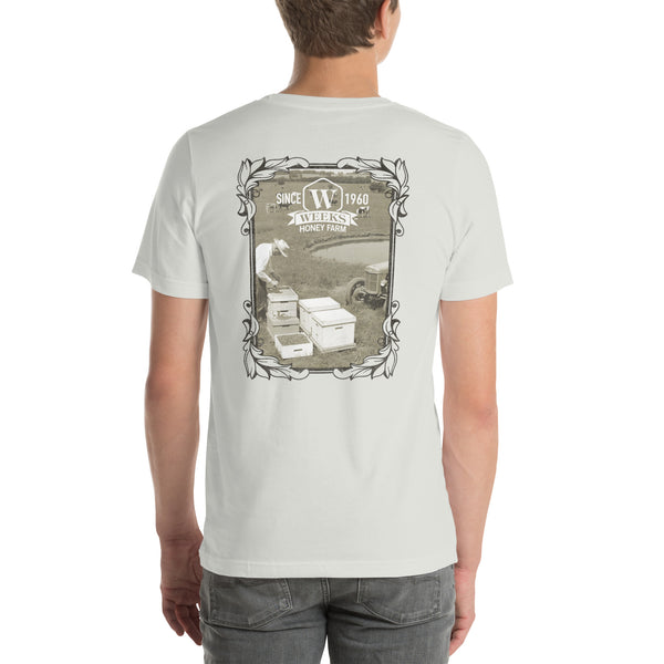 A Farmer and His Bees, 1960 Soft Fit Unisex t-shirt - Apparel & Accessories - Only $26.69! Order now at Weeks Honey Farm Fast shipping and excellent customer service.