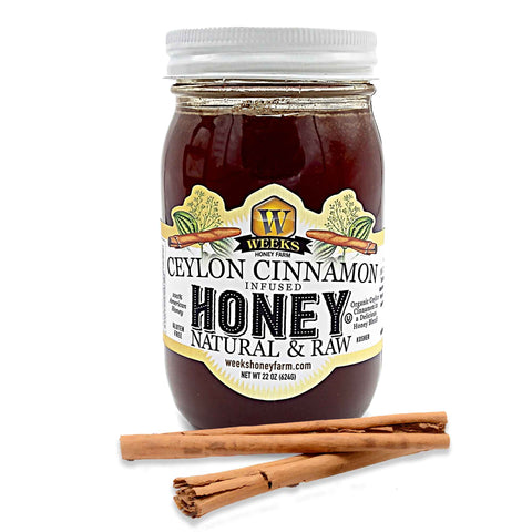 Weeks Infused All-Natural Raw Ceylon Cinnamon Honey, 22 Ounce - Honey - Only $19.99! Order now at Weeks Honey Farm Fast shipping and excellent customer service.