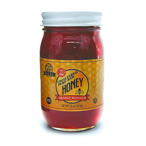 Our Best All-Natural Pure Raw Orange Blossom Honey - Honey - Only $12.99! Order now at Weeks Honey Farm Fast shipping and excellent customer service.