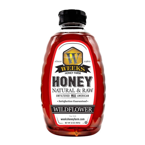 Our Best All-Natural Pure Raw Wildflower Honey - Honey - Only $7.99! Order now at Weeks Honey Farm Fast shipping and excellent customer service.