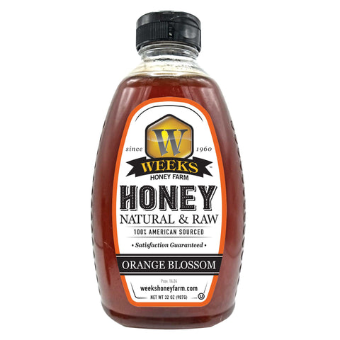 Our Best All-Natural Pure Raw Orange Blossom Honey - Honey - Only $12.99! Order now at Weeks Honey Farm Fast shipping and excellent customer service.