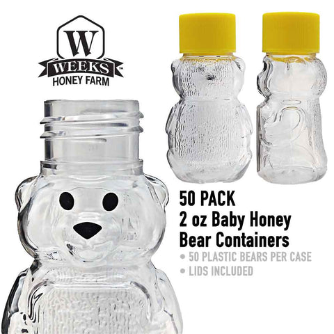 2 oz Bears with Lids (50 pack) - Container - Only $35.99! Order now at Weeks Honey Farm Fast shipping and excellent customer service.