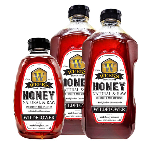 Our Best All-Natural Pure Raw Wildflower Honey - Honey - Only $7.99! Order now at Weeks Honey Farm Fast shipping and excellent customer service.