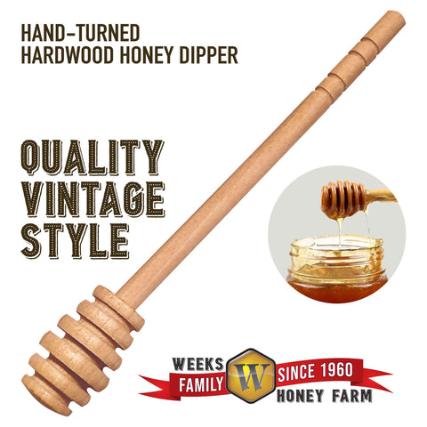 Vintage All-Natural Wooden Honey Dipper; 6.5 inch - Honey - Only $1.75! Order now at Weeks Honey Farm Fast shipping and excellent customer service.