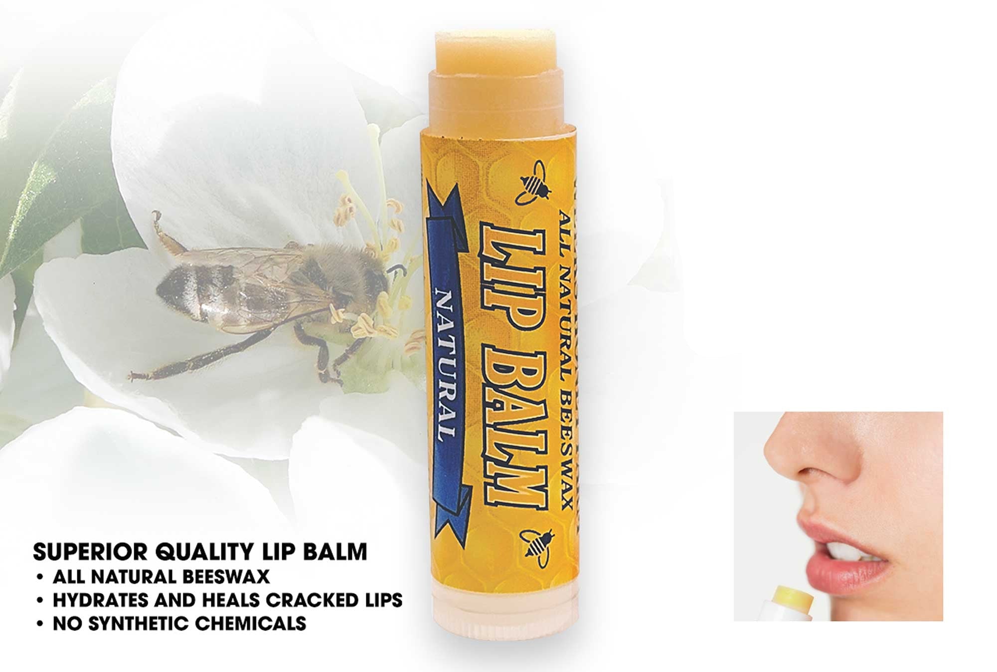 Hypoallergenic, Unscented & Unflavored Beeswax Lip Balm, All Natural with  Honey, and Vitamin E, 0.17 Ounce, Pack of 4