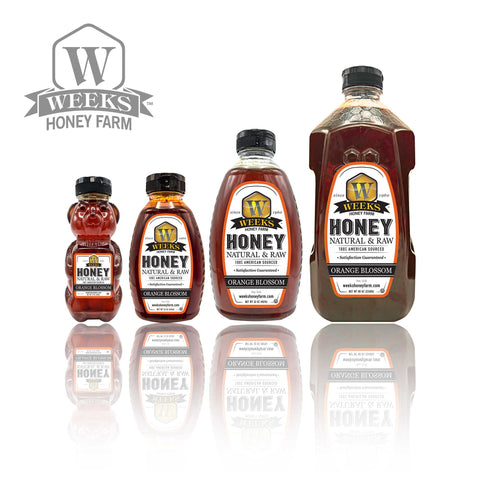 Our Best All-Natural Pure Raw Orange Blossom Honey - Honey - Only $12.99! Order now at Weeks Honey Farm Fast shipping and excellent customer service.