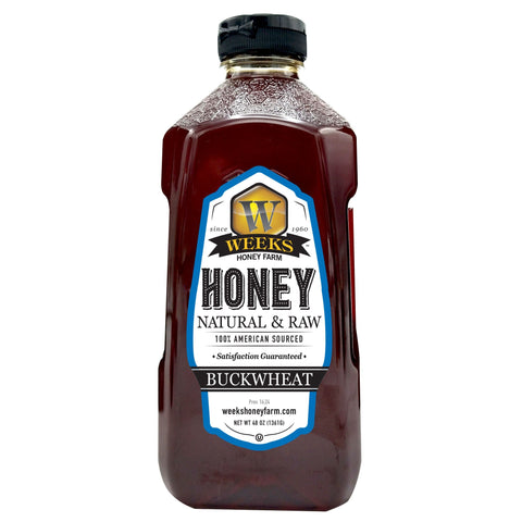 Our Best All-Natural Pure Raw Buckwheat Honey - Honey - Only $11.99! Order now at Weeks Honey Farm Fast shipping and excellent customer service.