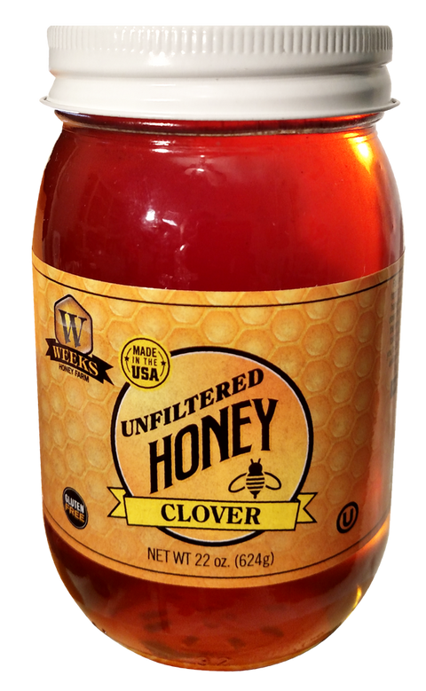 Our Best All-Natural Pure Raw Clover Honey - Honey - Only $7.99! Order now at Weeks Honey Farm Fast shipping and excellent customer service.