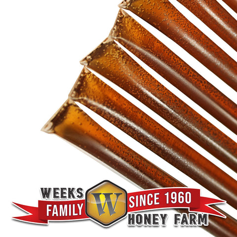 BOGO Wildflower Honey Straws; 12 Count - Honey - Only $3.99! Order now at Weeks Honey Farm Fast shipping and excellent customer service.