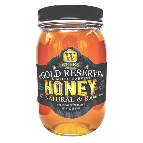 Weeks Raw Gold Reserve Honey | Limited Harvest | Special Edition; 22 Oz - Honey - Only $21.99! Order now at Weeks Honey Farm Fast shipping and excellent customer service.