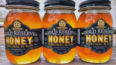 Weeks Raw Gold Reserve Honey | Limited Harvest | Special Edition; 22 Oz - Honey - Only $21.99! Order now at Weeks Honey Farm Fast shipping and excellent customer service.