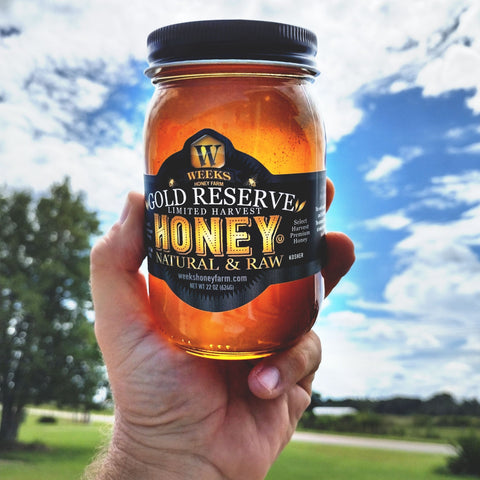 Weeks Raw Gold Reserve Honey | Limited Harvest | Special Edition; 22 Oz - Honey - Only $21.99! Order now at Weeks Honey Farm Fast shipping and excellent customer service.