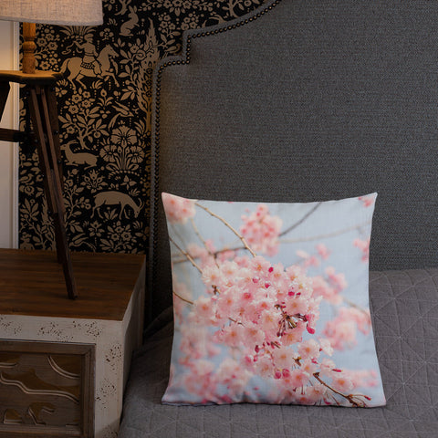 Sweet Cherry Blossoms with Tartan | Premium Pillow - Home & Garden - Only $25! Order now at Weeks Honey Farm Fast shipping and excellent customer service.