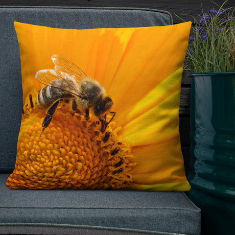 Serene Honey Bee with Tartan | Premium Pillow - Home & Garden - Only $25! Order now at Weeks Honey Farm Fast shipping and excellent customer service.