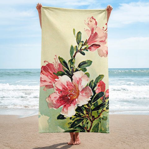 Vintage Pink Rhododendron Towel - Home & Garden - Only $35! Order now at Weeks Honey Farm Fast shipping and excellent customer service.