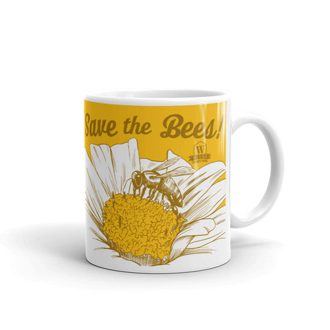 Save the Bees! Weeks Vintage White Mug - Mug - Only $14.99! Order now at Weeks Honey Farm Fast shipping and excellent customer service.